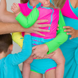 Baby Girls Neon Color Block Long Sleeve One Piece Rash Guard