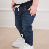 Boys Medium Wash Stretch Denim Pull-on Jeans
