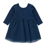 Girls Dark Navy Long Sleeve Tulle Twirl Dress