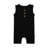 Ribbed Sleeveless Shortall in Midnight