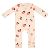zippered romper in peach