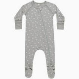 BAMBOO ZIP FOOTIE || BLUE DITSY