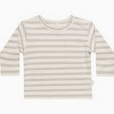 LONG SLEEVE POCKET TEE || GREY STRIPE