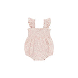 SMOCKED RUFFLE SLEEVE ROMPER || PINK BLOSSOM