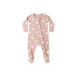 BAMBOO ZIP FOOTIE || PINK GHOSTS