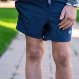 Youth Athletic Short - Heather Navy - American Flag Liner